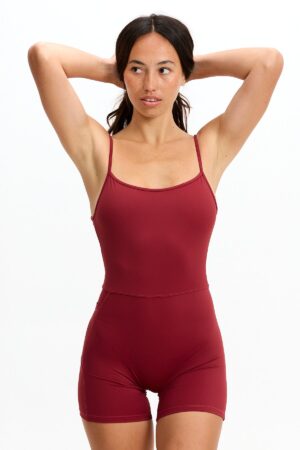 5" Active Romper - Cherry
