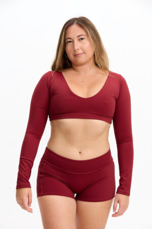 Long Sleeve Active Crop Top - Cherry